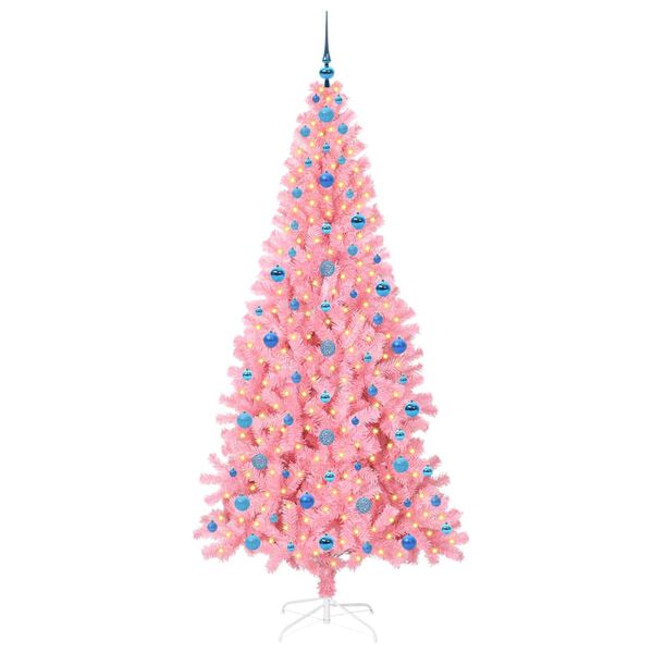 vidaXL &Aacute;rbol de Navidad con 300 LED con soporte Rosa 210 cm PVC
