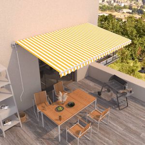 vidaXL Toldo retr&aacute;ctil autom&aacute;tico amarillo y blanco 500x350 cm