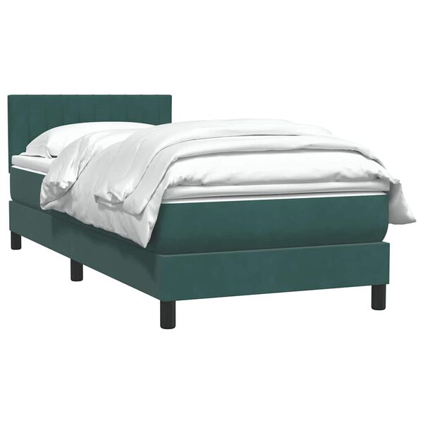 vidaXL Cama box spring con colch&oacute;n terciopelo verde oscuro 100x210 cm