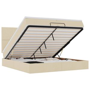 vidaXL Estructura de cama otomana con colchones tela crema 200x200cm