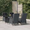 vidaXL Set de comedor para jard&iacute;n 5 piezas rat&aacute;n sint&eacute;tico gris oscuro