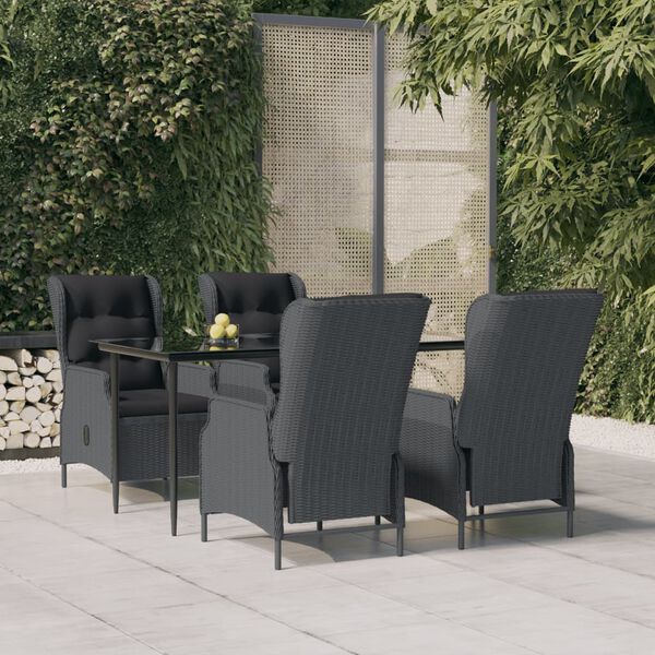 vidaXL Set de comedor para jard&iacute;n 5 piezas rat&aacute;n sint&eacute;tico gris oscuro