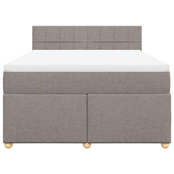 vidaXL Cama box spring con colch&oacute;n tela gris taupe 140x190 cm