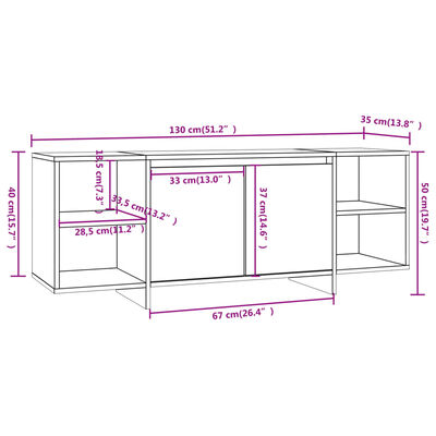 vidaXL Mueble para TV madera contrachapada blanco 130x35x50 cm