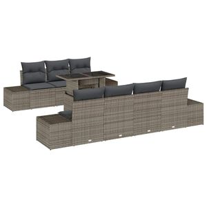 vidaXL Conjunto de sof&aacute; de jard&iacute;n con coj&iacute;n 8 pcs Gris