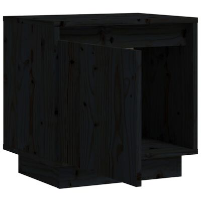 vidaXL Mesita de noche de madera maciza de pino negro 40x30x40 cm
