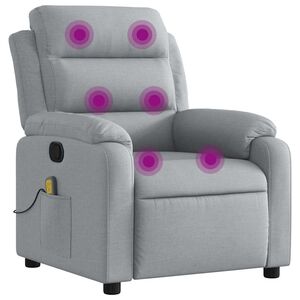 vidaXL Sill&oacute;n reclinable de masaje de tela gris claro