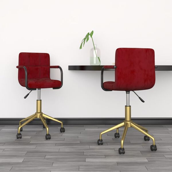 vidaXL Sillas de comedor giratorias 2 unidades terciopelo rojo tinto