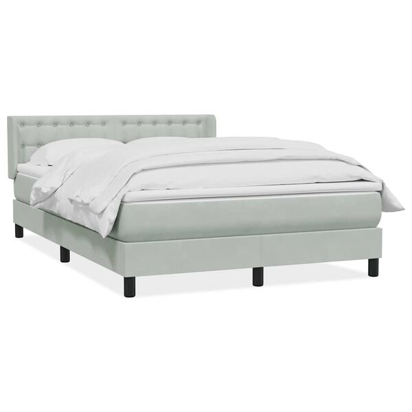 vidaXL Cama box spring con colch&oacute;n terciopelo gris claro 160x220 cm