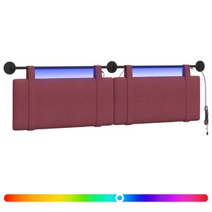 vidaXL Cabecero colgante Con luz LED Rojo vino Tela