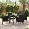 vidaXL Conjunto de Comedor de Jard&iacute;n 5 pcs Negro rat&aacute;n sint&eacute;tico