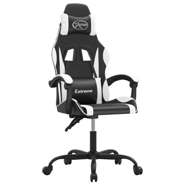 vidaXL Silla gaming cuero sint&eacute;tico negro y blanco