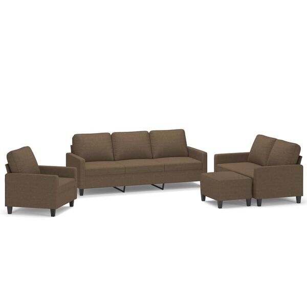 vidaXL Juego de sof&aacute;s con cojines 4 piezas tela marr&oacute;n