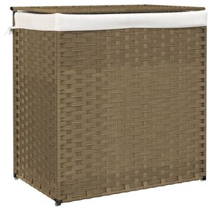 vidaXL Cesto de ropa sucia con 2 secciones rat&aacute;n sint&eacute;tico 53x35x57 cm