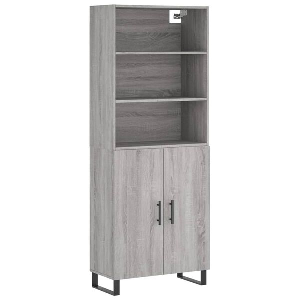 vidaXL Aparador alto madera contrachapada gris sonoma 69,5x34x180 cm