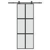 vidaXL Puerta corredera set herrajes vidrio templado aluminio 76x205cm