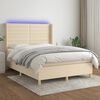 vidaXL Cama box spring colch&oacute;n y luces LED tela crema 140x190 cm