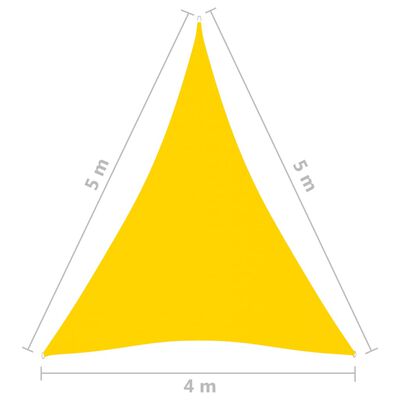 vidaXL Toldo de vela triangular de tela oxford amarillo 4x5x5 m