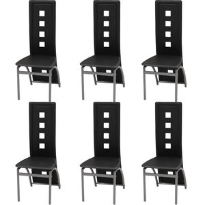 vidaXL Sillas de comedor 6 unidades cuero sint&eacute;tico negro