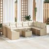 vidaXL Conjunto de sofá de jardín 9 pcs Beige y Crema ratán sintético