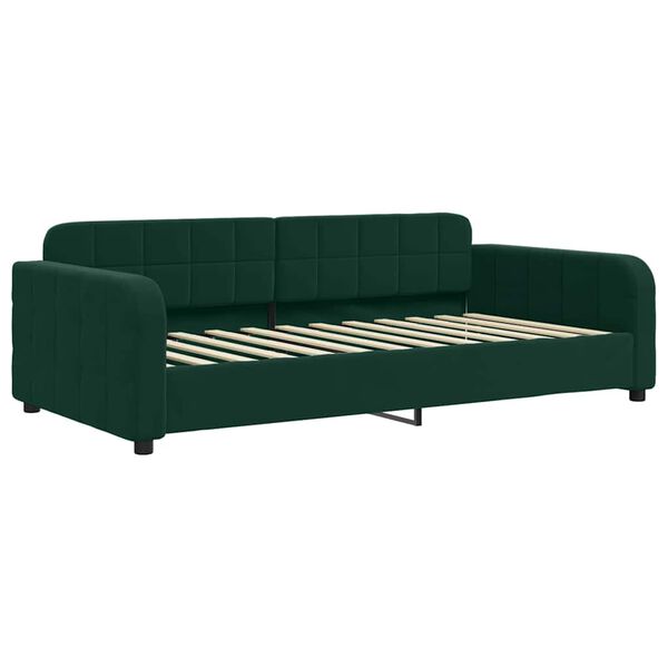 vidaXL Sof&aacute; cama nido con colch&oacute;n terciopelo verde oscuro 90x200 cm