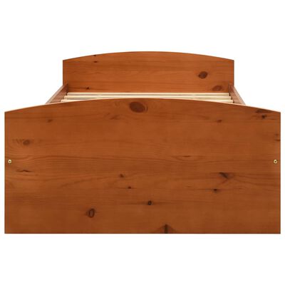 vidaXL Estructura de cama 2 cajones madera pino marrón miel 90x200 cm