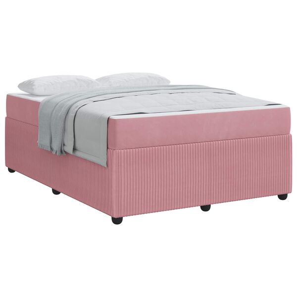 vidaXL Estructura de cama con colch&oacute;n Rosa 140 x 200 cm tela