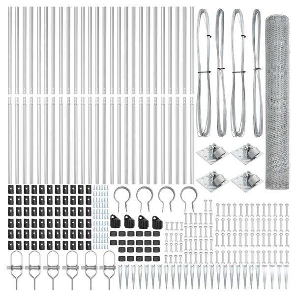 vidaXL Poste de Valla Plateado 50 x 1,4 m (malla de 25 mm) Acero