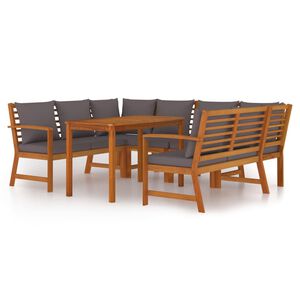 vidaXL Juego comedor jard&iacute;n y cojines 7 piezas madera maciza acacia