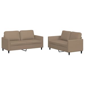 vidaXL Juego de sof&aacute;s con cojines 2 piezas cuero sint&eacute;tico capuchino