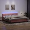 vidaXL Cama box spring con colch&oacute;n y LED terciopelo rosa 180x210 cm