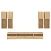 vidaXL Muebles de TV de pared con luces LED 7 piezas roble sonoma