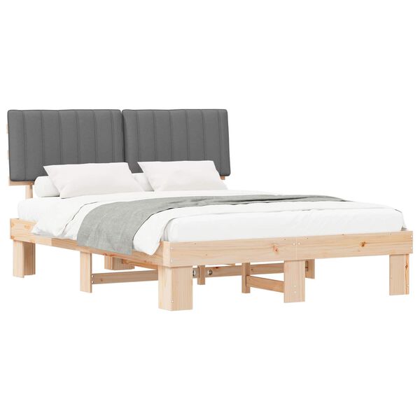 vidaXL Estructura de Cama con Cabecera Tapizada Gris Claro