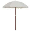 vidaXL Sombrilla con palo de acero blanco arena 180 cm