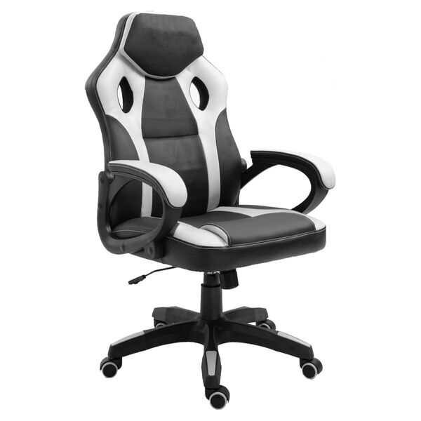 Rousseau Silla de gaming Spike de cuero sint&eacute;tico blanco