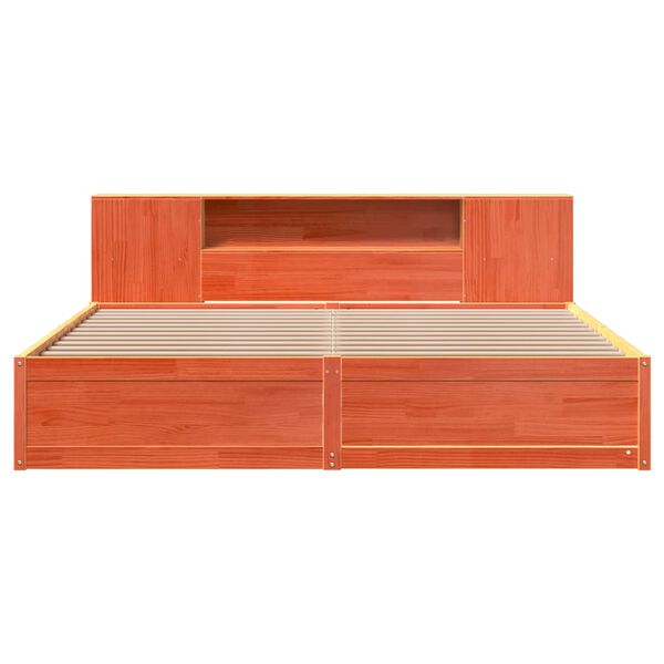 vidaXL Cama sin colch&oacute;n madera maciza de pino marr&oacute;n cera 180x200 cm