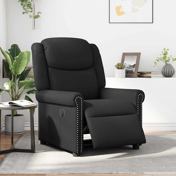 vidaXL Sillón reclinable eléctrico cuero sintético negro brillante