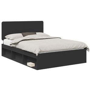 vidaXL Estructura de cama Negro 140 x 200 cm Madera de pino macizo
