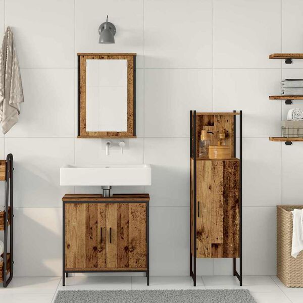 vidaXL Juego de muebles de ba&ntilde;o 3 pcs Marr&oacute;n 33 x 33 x 120.5 cm