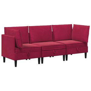 vidaXL Juego de muebles de sal&oacute;n 3 uds. Rojo vino Terciopelo