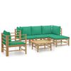 vidaXL Set de muebles de jard&iacute;n 6 piezas bamb&uacute; con cojines verde