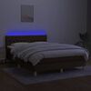vidaXL Cama box spring con colch&oacute;n LED tela marr&oacute;n oscuro 140x200 cm