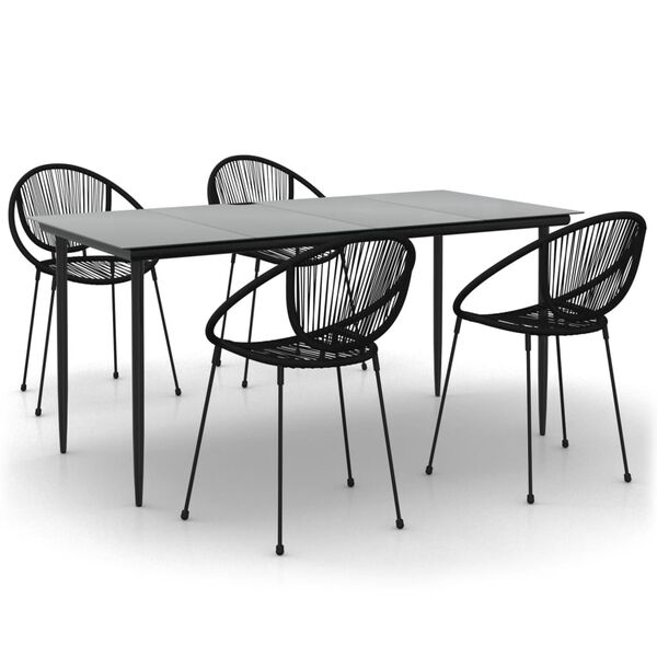 vidaXL Juego de comedor de jardín 5 piezas ratán PVC negro