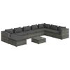 vidaXL Set de muebles de jard&iacute;n 9 pzas y cojines rat&aacute;n sint&eacute;tico gris