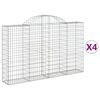 vidaXL Cestas de gaviones 4 uds forma de arco hierro 200x30x120/140 cm
