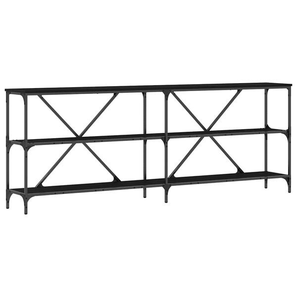 vidaXL Mesa Consola Roble Negro 200 x 30 x 75 cm Madera de ingeniería