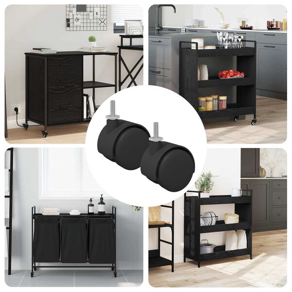 vidaXL Ruedas 2 pcs Negro 40,1 x 40,1 x 37,8 mm PP y hierro