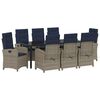 vidaXL Conjunto de Comedor de Jard&iacute;n 9 uds. Gris rat&aacute;n sint&eacute;tico