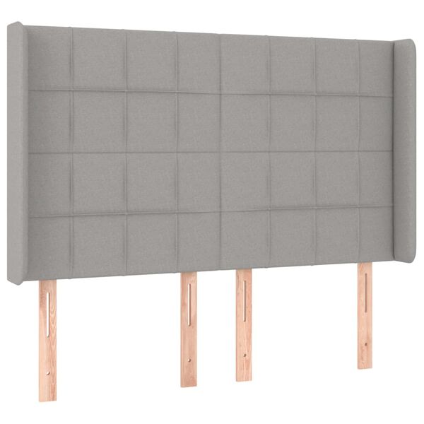vidaXL Cabecero con orejas de tela gris claro 147x16x118/128 cm