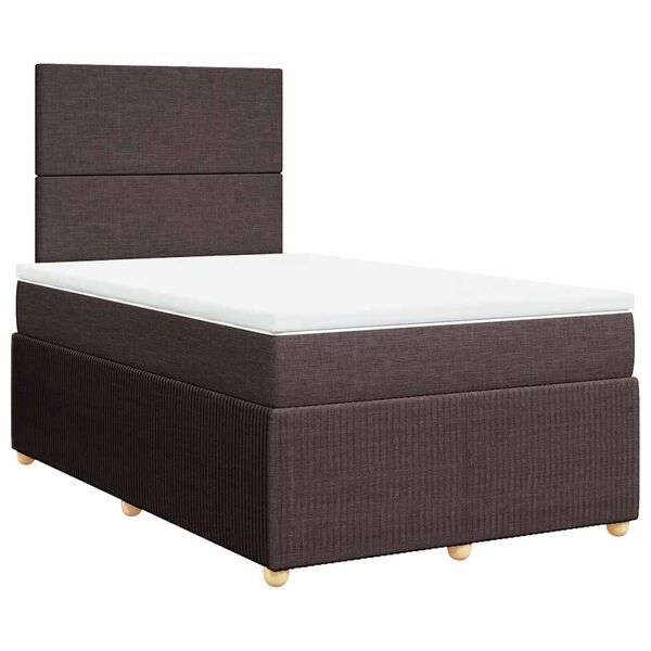vidaXL Cama box spring con colch&oacute;n tela marr&oacute;n oscuro 120x190 cm